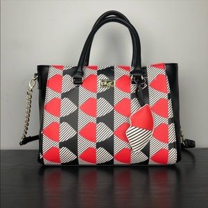 Betsey Johnson satchel bag red black kiss